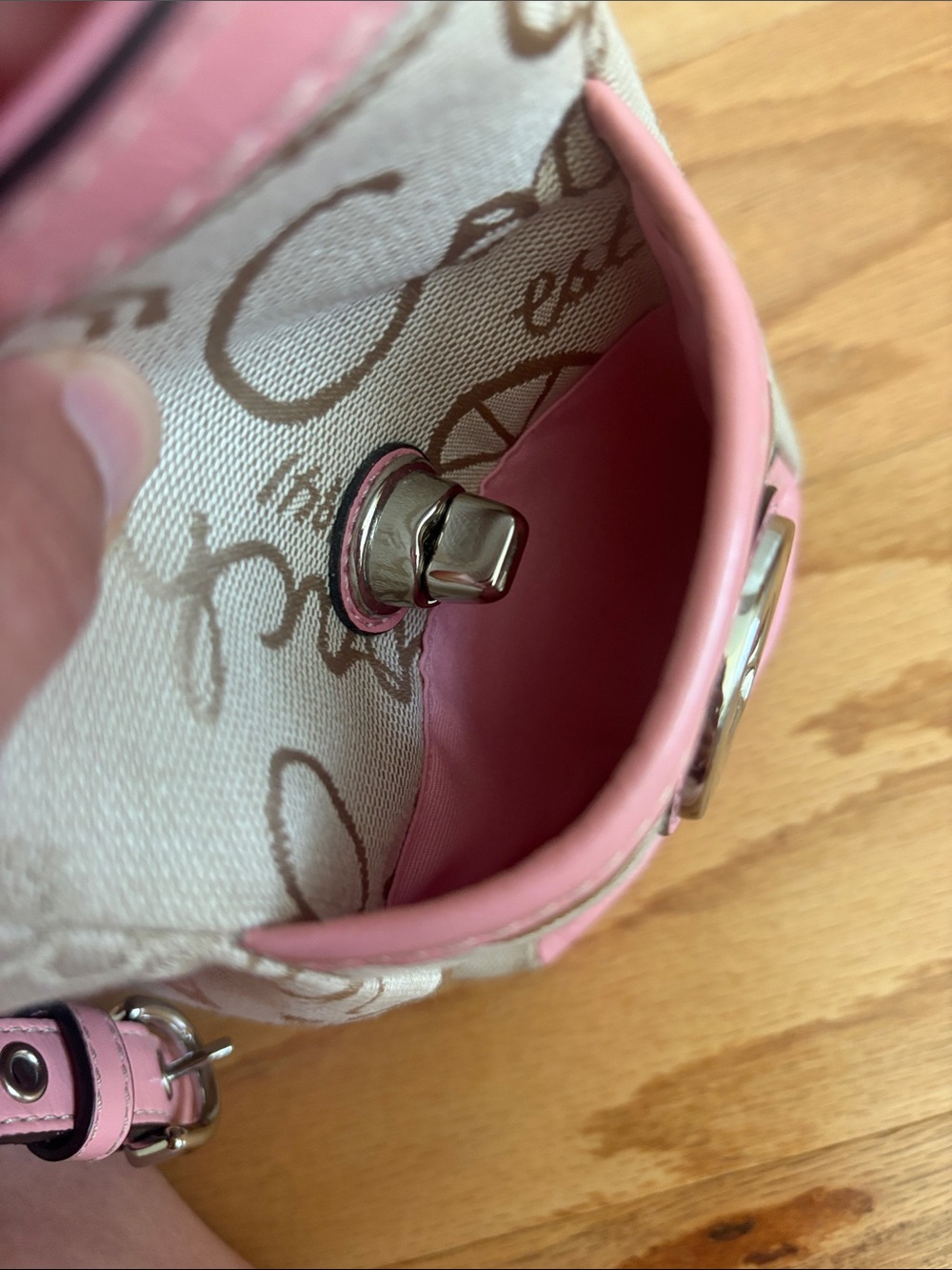 Coach Horse & Carriage Pleated Gallery Tote Pink Leather Khaki Y2K Shoulder Bag - Picture 16 of 17